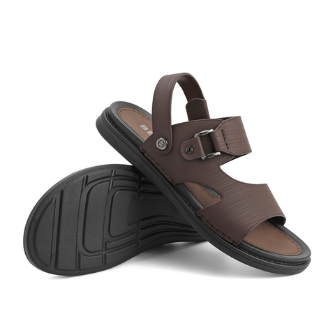 百丽2021商场同款牛皮革男休闲软底凉鞋沙滩鞋7EY01BL1