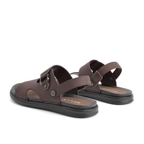 百丽2021商场同款牛皮革男休闲软底凉鞋沙滩鞋7EY01BL1