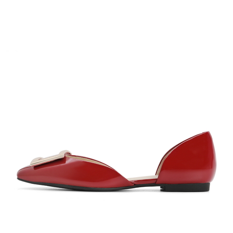 百丽2021商场同款凉鞋女平底单鞋漆皮包头女鞋10878BK1