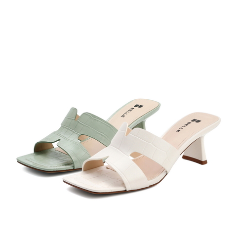 百丽几何拖2021高跟外穿凉拖女款商场同款拖鞋3LRB7BT1