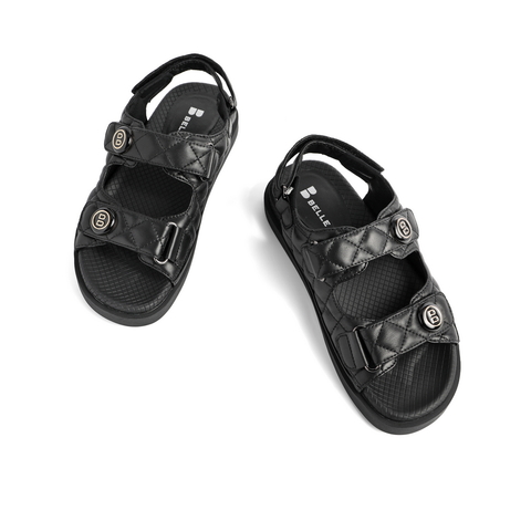 百丽优雅小香风凉鞋女2021商场同款羊皮魔术贴沙滩鞋3RJ33BL1