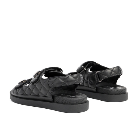 百丽优雅小香风凉鞋女2021商场同款羊皮魔术贴沙滩鞋3RJ33BL1