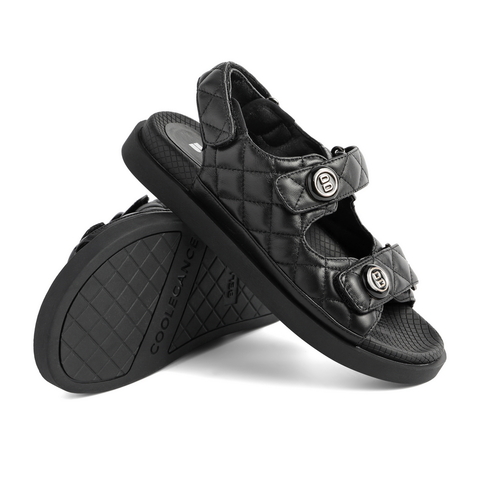 百丽优雅小香风凉鞋女2021商场同款羊皮魔术贴沙滩鞋3RJ33BL1