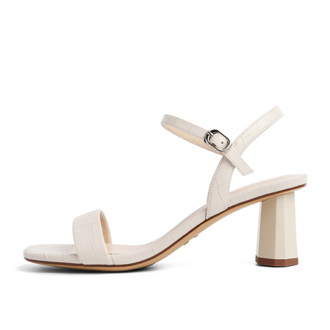 百丽同款2021年商场同款女一字带粗跟凉鞋3KQ35BL1