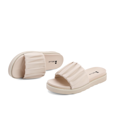 百丽2021商场同款厚底褶皱拖鞋外穿ins潮舒适女21682BT1