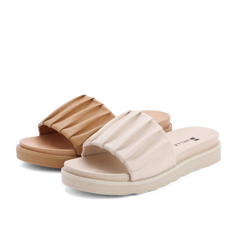 百丽2021商场同款厚底褶皱拖鞋外穿ins潮舒适女21682BT1