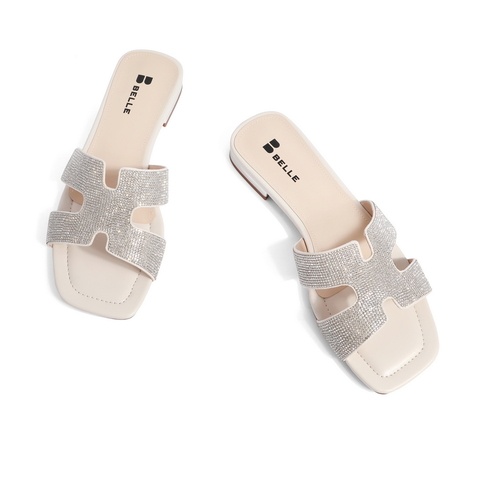 百丽几何拖2021夏新商场同款女平底拖鞋外穿仙女风3IID4BT1