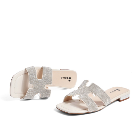 百丽几何拖2021夏新商场同款女平底拖鞋外穿仙女风3IID4BT1