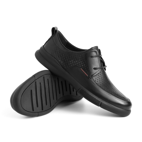 百丽2021牛皮革男便捷套脚通勤黑色商务休闲皮鞋62132BM1