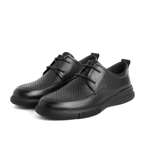 百丽2021牛皮革男便捷套脚通勤黑色商务休闲皮鞋62132BM1