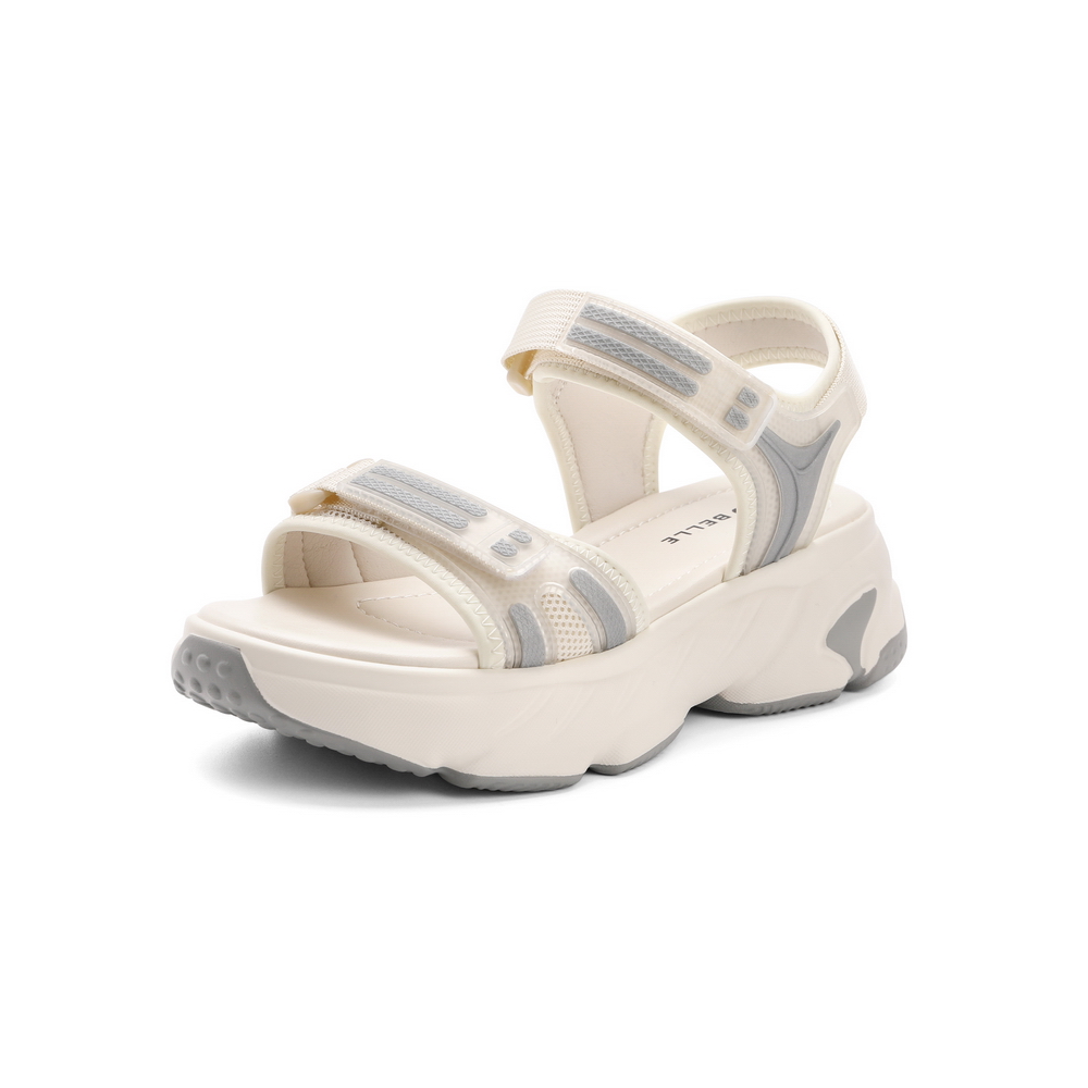 百丽魔术贴运动凉鞋女2021夏新商场同款厚底沙滩鞋W6Z1DBL1