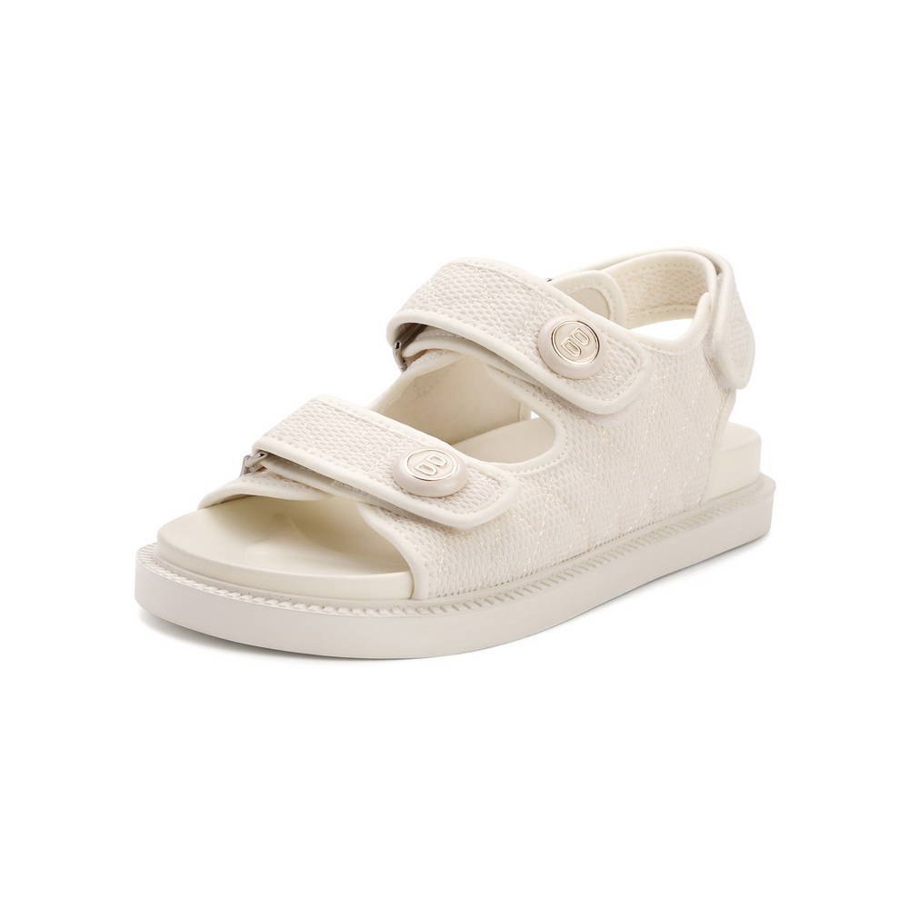 百丽小香风魔术贴休闲凉鞋女2021时尚运动风沙滩凉鞋B0330BL1