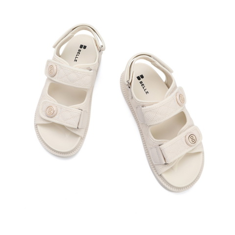 百丽小香风魔术贴休闲凉鞋女2021时尚运动风沙滩凉鞋B0330BL1