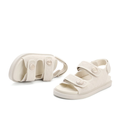 百丽小香风魔术贴休闲凉鞋女2021时尚运动风沙滩凉鞋B0330BL1