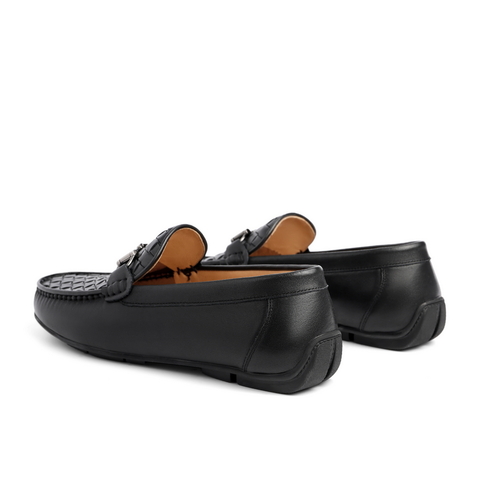 百丽2021夏新牛皮革男马衔扣休闲乐福鞋一脚蹬懒人豆豆鞋B0348BM1