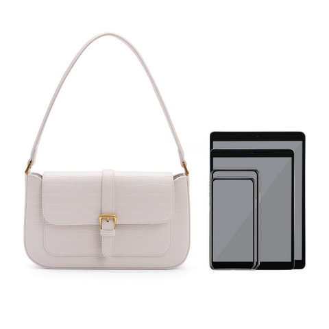 百丽2021夏新商场同款牛皮手提包复古法式腋下包女X5096BX1