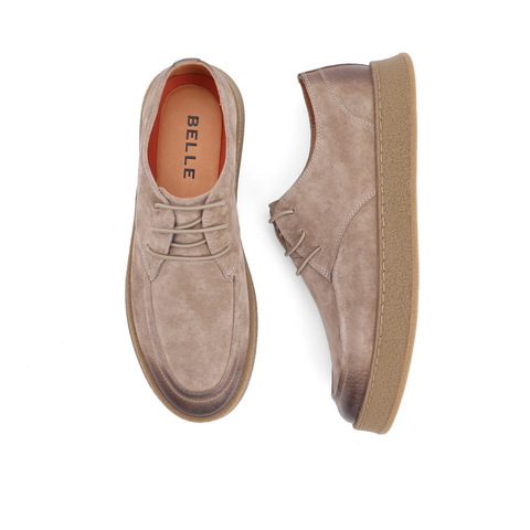 百丽潮搭工装鞋男2021秋新猪皮革时尚英伦风舒适休闲鞋A0524CM1