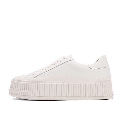 百丽厚底板鞋女2021秋新商场同款潮流饼干底休闲鞋W7X1DCM1