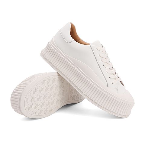 百丽厚底板鞋女2021秋新商场同款潮流饼干底休闲鞋W7X1DCM1