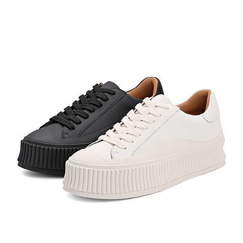 百丽厚底板鞋女2021秋新商场同款潮流饼干底休闲鞋W7X1DCM1