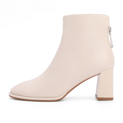 百丽时装靴女2021冬新款商场同款羊皮革气质短靴加绒W9B1DDD1