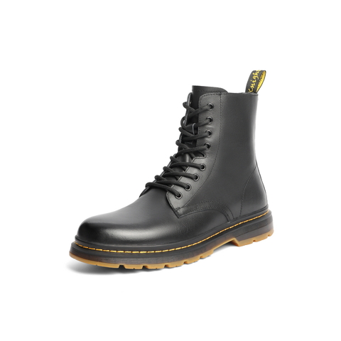 百丽潮流马丁靴男2021冬新牛皮革潮酷英伦风皮靴加绒A0583DD1