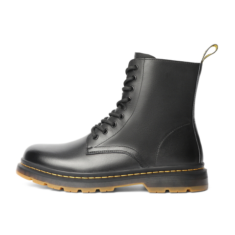 百丽潮流马丁靴男2021冬新牛皮革潮酷英伦风皮靴加绒A0583DD1