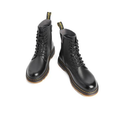 百丽潮流马丁靴男2021冬新牛皮革潮酷英伦风皮靴加绒A0583DD1