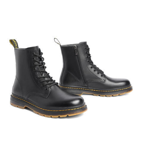 百丽潮流马丁靴男2021冬新牛皮革潮酷英伦风皮靴加绒A0583DD1