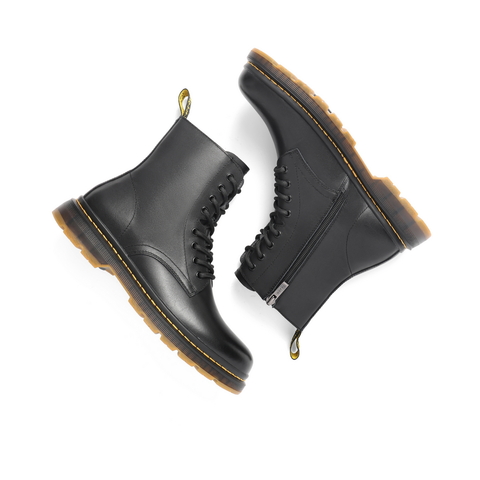 百丽潮流马丁靴男2021冬新牛皮革潮酷英伦风皮靴加绒A0583DD1