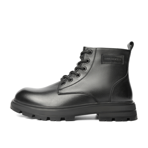 百丽时尚马丁靴男2021冬新牛皮革潮流高帮休闲短靴A0594DD1