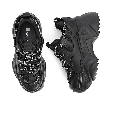 百丽老爹鞋女2021秋新款拼接厚底潮酷运动风休闲鞋B0634CM1