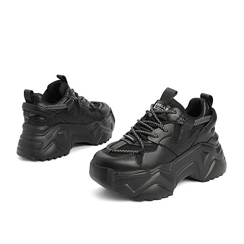 百丽老爹鞋女2021秋新款拼接厚底潮酷运动风休闲鞋B0634CM1