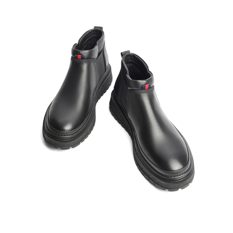 百丽商务休闲男靴2021冬新商场同款短靴皮靴加绒7KQ02DD1