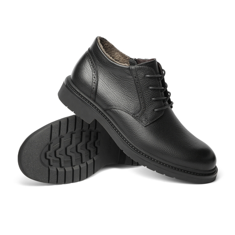 百丽商务正装男靴2021冬新商场同款牛皮革压花短靴加绒D2G43DD1