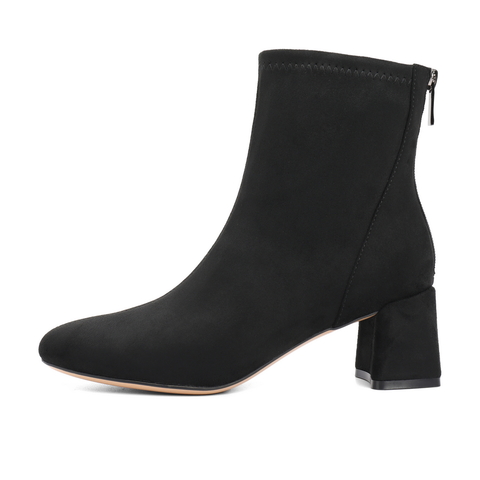 百丽粗跟短靴女2021冬新商场同款弹力瘦瘦靴袜靴加绒X1W1DDD1