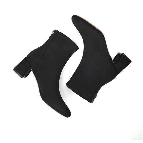 百丽粗跟短靴女2021冬新商场同款弹力瘦瘦靴袜靴加绒X1W1DDD1