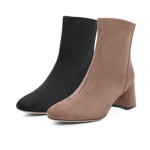 百丽粗跟短靴女2021冬新商场同款弹力瘦瘦靴袜靴加绒X1W1DDD1