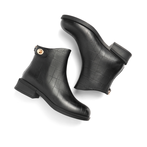 百丽时装靴女2021新冬商场同款羊皮革厚底短皮靴加绒X3R1DDD1