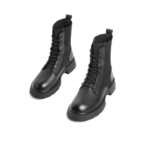 百丽弹力靴女2021冬新款商场同款拼接潮流舒适厚底短靴X3T1DDZ1