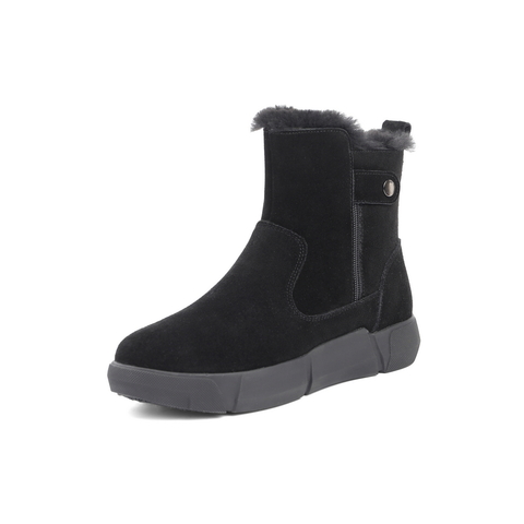 百丽保暖雪地靴女2021冬新商场同款时尚加厚短靴加绒X1Y1DDD1