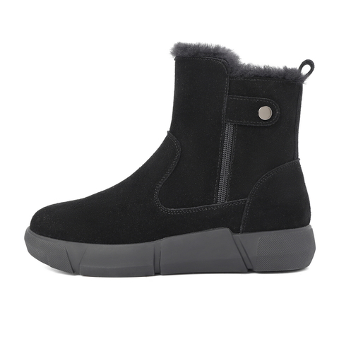 百丽保暖雪地靴女2021冬新商场同款时尚加厚短靴加绒X1Y1DDD1