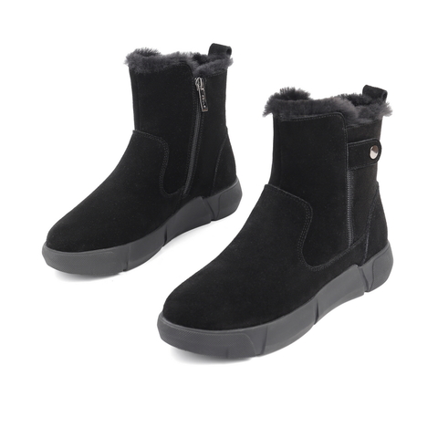 百丽保暖雪地靴女2021冬新商场同款时尚加厚短靴加绒X1Y1DDD1