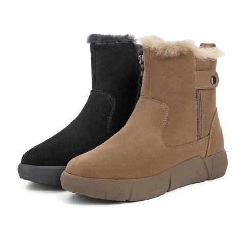 百丽保暖雪地靴女2021冬新商场同款时尚加厚短靴加绒X1Y1DDD1