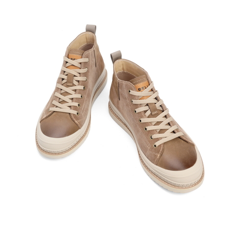 百丽休闲板鞋男2021冬新高帮系带潮流时尚休闲鞋加绒A0576DD1