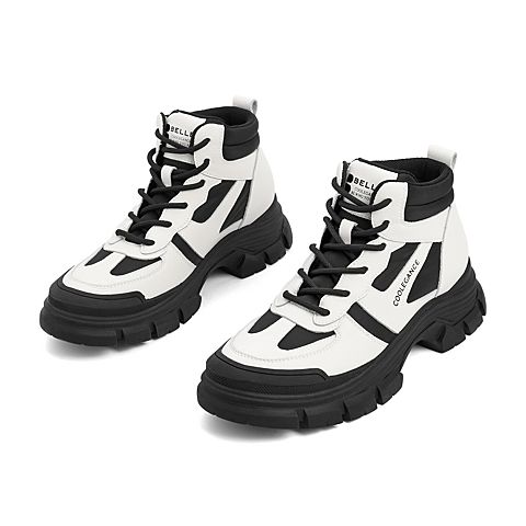 百丽马丁靴女2021冬新款商场同款撞色炸街小短靴加绒X2A2DDD1