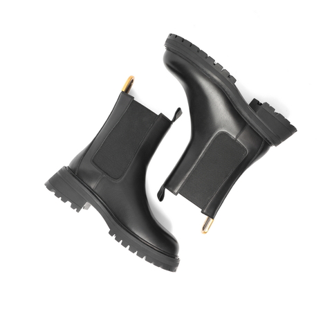 百丽切尔西靴女2021冬新款商场同款复古英伦烟筒靴加绒X1R2DDZ1