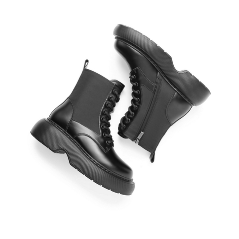 百丽马丁靴女2021冬新款商场同款拼接厚底小短靴加绒X2S2DDZ1