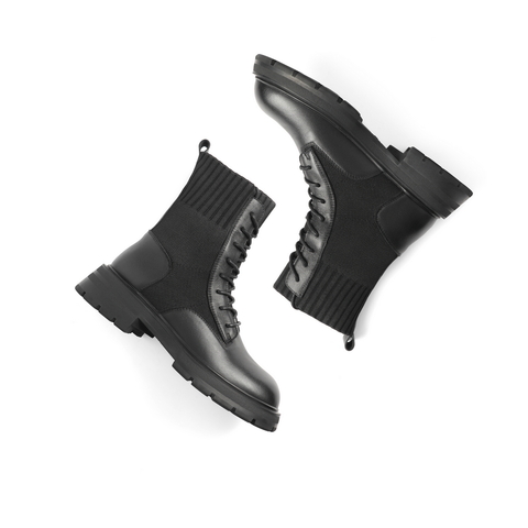 百丽弹力靴女2021冬新款商场同款拼接潮流舒适厚底短靴X3T1DDZ1