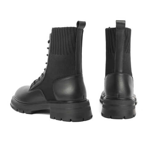 百丽弹力靴女2021冬新款商场同款拼接潮流舒适厚底短靴X3T1DDZ1